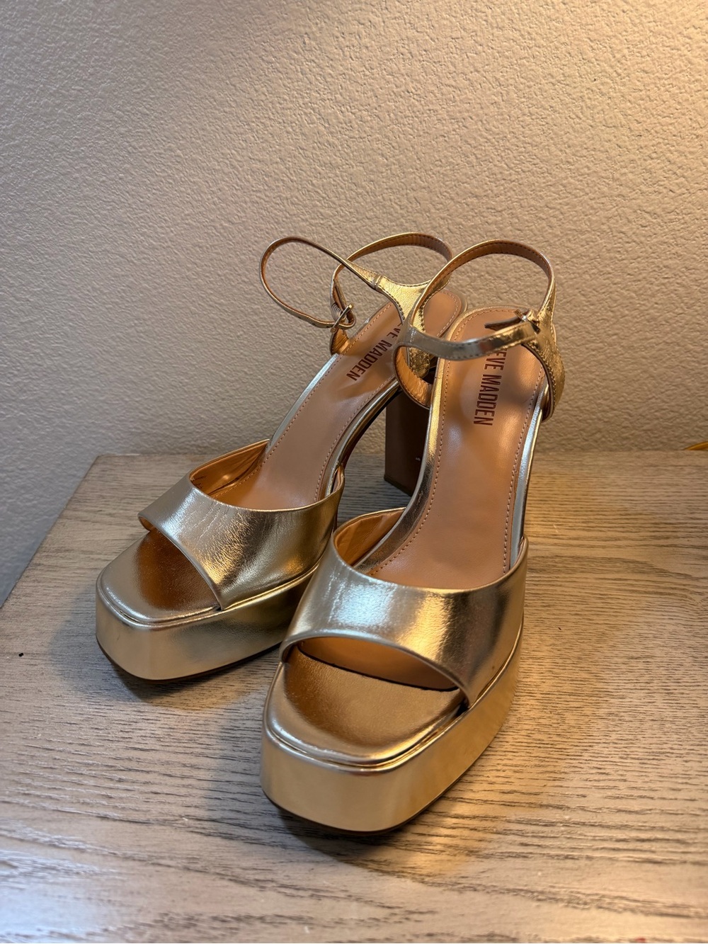 Steve Madden Metallic Gold Platform Heels